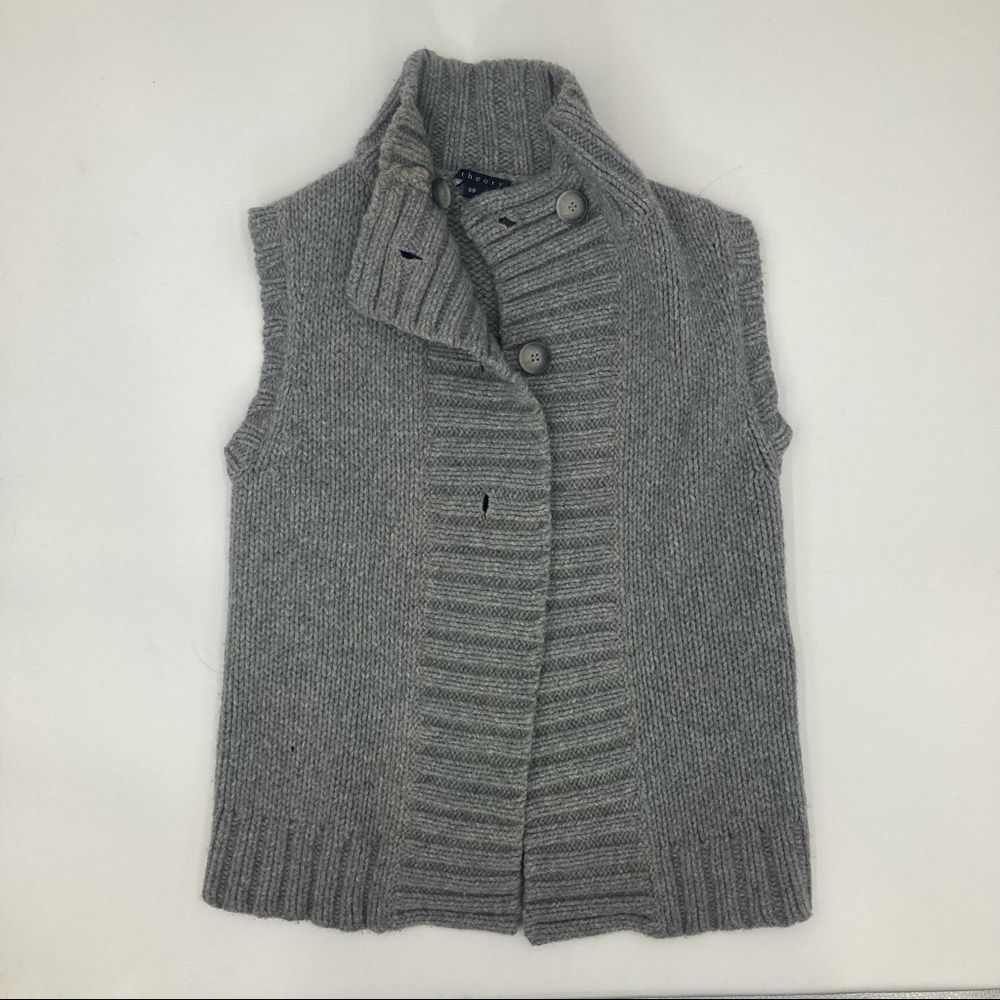 Theory grey button up vest